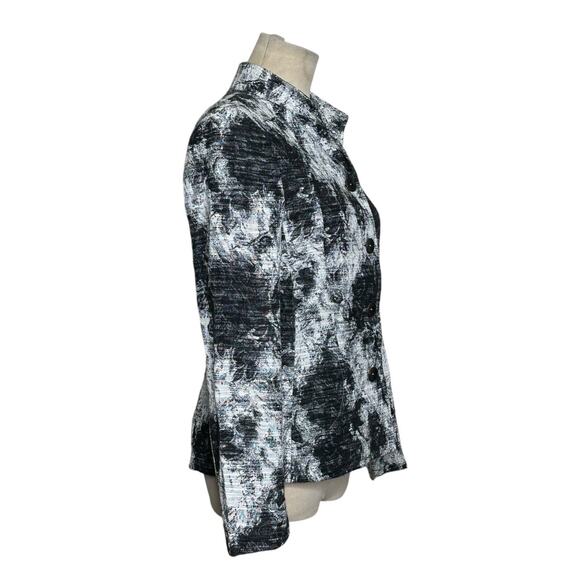 Zanella gray black floral long sleeves 4 button blazer size 4 - Picture 12 of 13